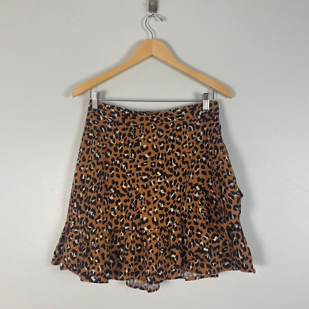 Rails Maci Linen Blend Ruffle Trim Wrap Mini Skirt - image 3